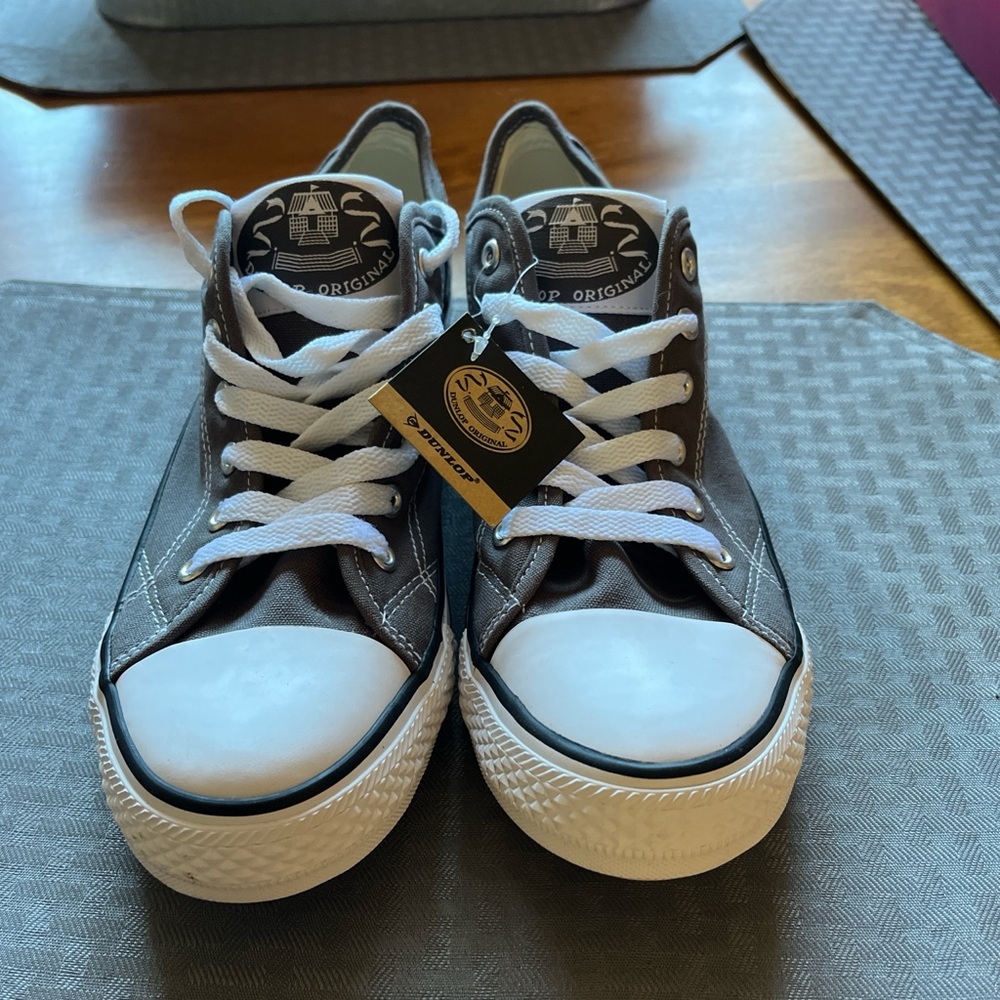 Women's Gray and White Dunlop Sneakers